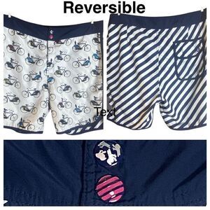 Modern Amusement Womens Bicycle Stripe Reversible Swim Board Shorts Size 36